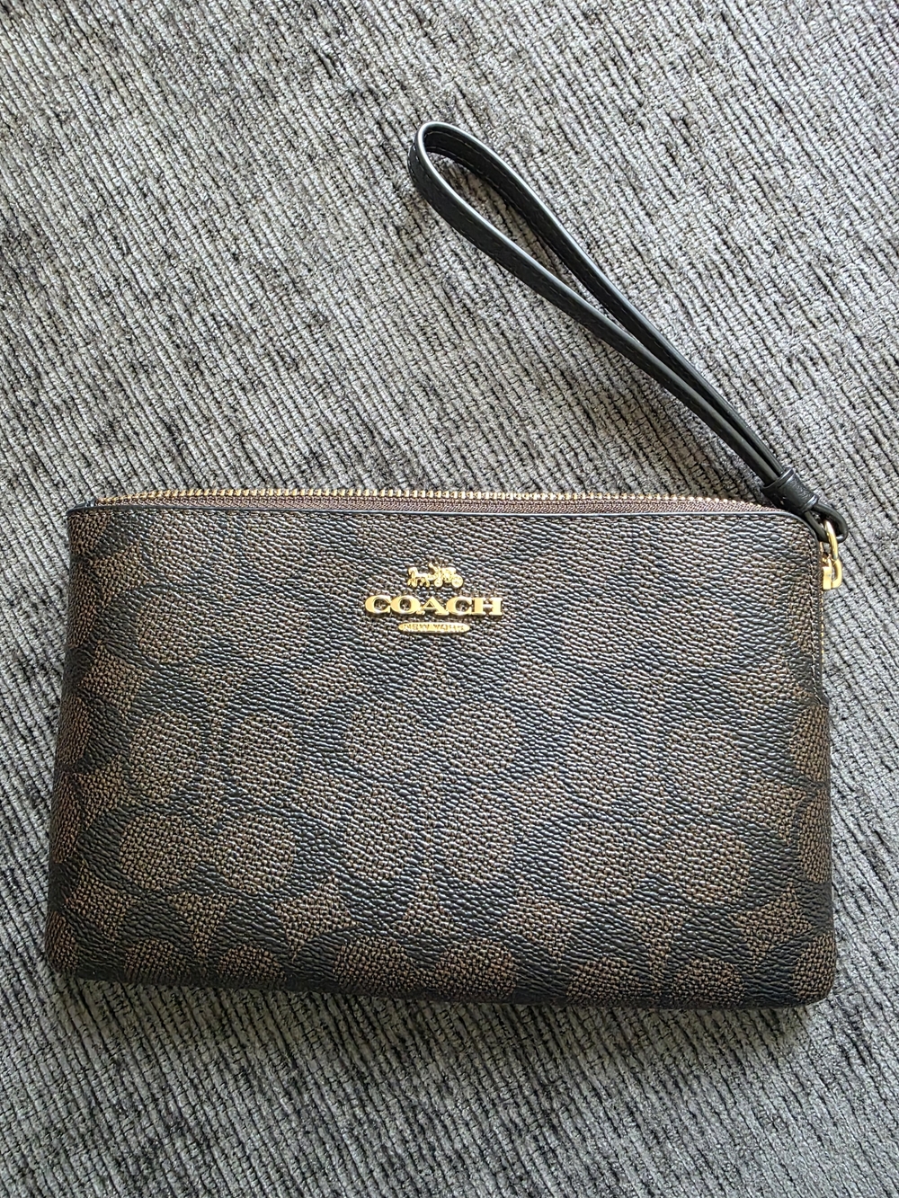 Coach Brown and Black Signature Wristlet